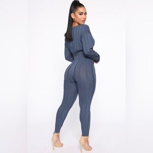Fashion Nova Navy Ribbed Jumpsuit